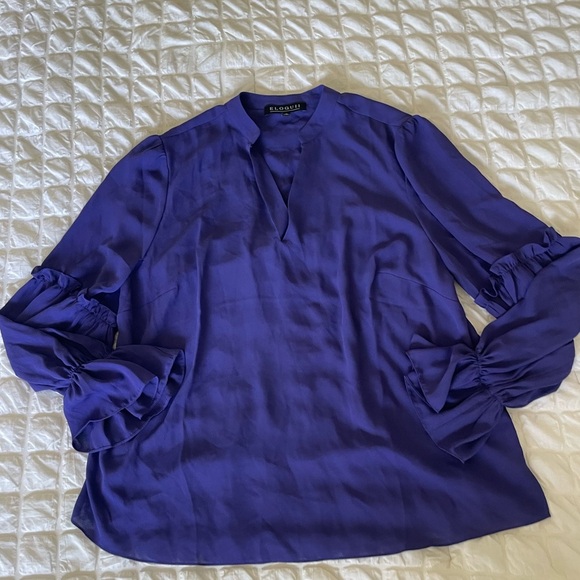 Eloquii Purple Long-Sleeve work Blouse - Picture 1 of 9